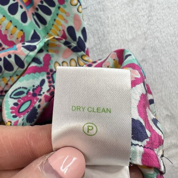 Lilly Pulitzer L Large Silk Trace Top Crown Jewels Cold Shoulder 42783 Classic - Picture 8 of 14